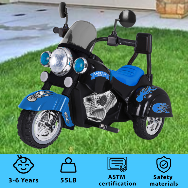3-Wheel Chopper Motorbike Toy for Kids with LED Lights - Harley Motorcycle Inspired
