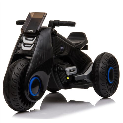 3-Wheel Double Drive Electric Kids Motorcycle in Black - 6V Ride-On Toy for Children