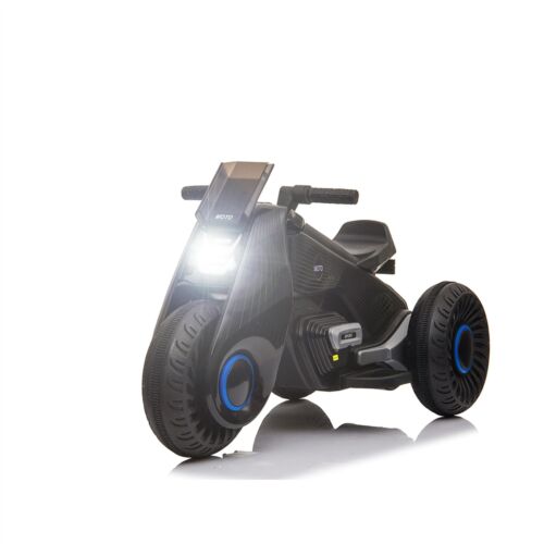3-Wheel Double Drive Electric Motorcycle for Kids in Sleek Black