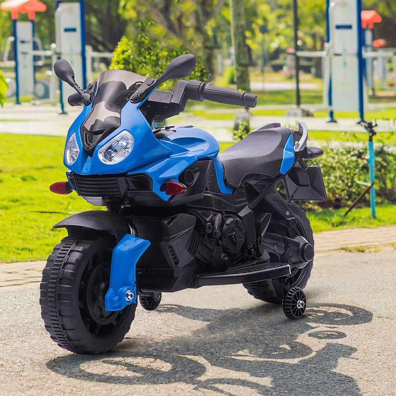 6V Battery Powered Ride-On Motorcycle for Kids with Training Wheels and Headlight
