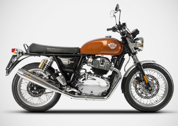 ZARD Mirror Polished Stainless Steel Racing Slip-Ons with Removable DB-Killers Exhaust for Royal Enfield Interceptor 650