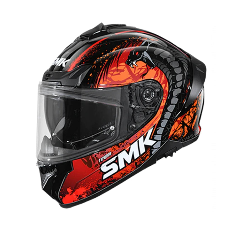 SMK Typhoon Reptile Black Orange Gloss Helmet