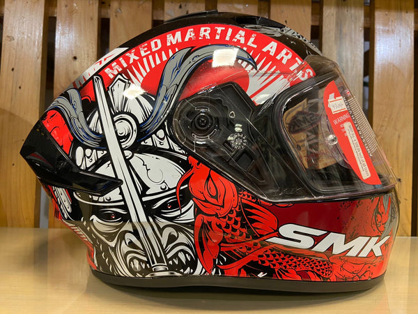 SMK Stellar Samurai Full Face Helmet - Red White