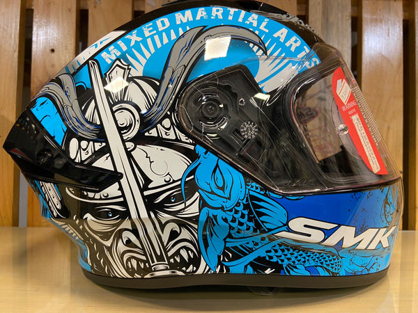 SMK Stellar Samurai Full Face Helmet - Blue White