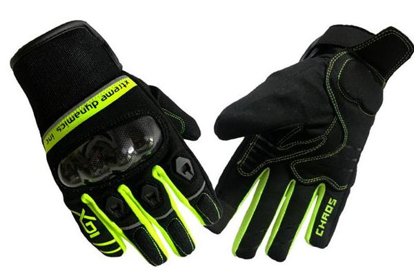 XDI CHAOS (Short Textile Glove with Kevlar) Fluorescent Green Glove